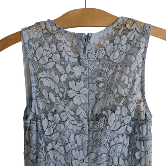 Like New ASOS Petite Salon Lace Applique Midi Prom Dress Sz US 2 Pastel Blue - Picture 4 of 7